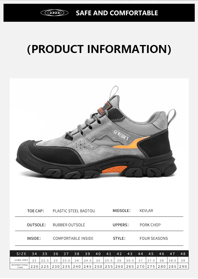 Men’s Lightweight Safety Work Shoes – Plastic Toe & Anti-Puncture